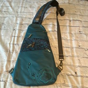 Chala Venture Escape RFID Turquoise Turtle Crossbody Sling Bag Purse Backpack